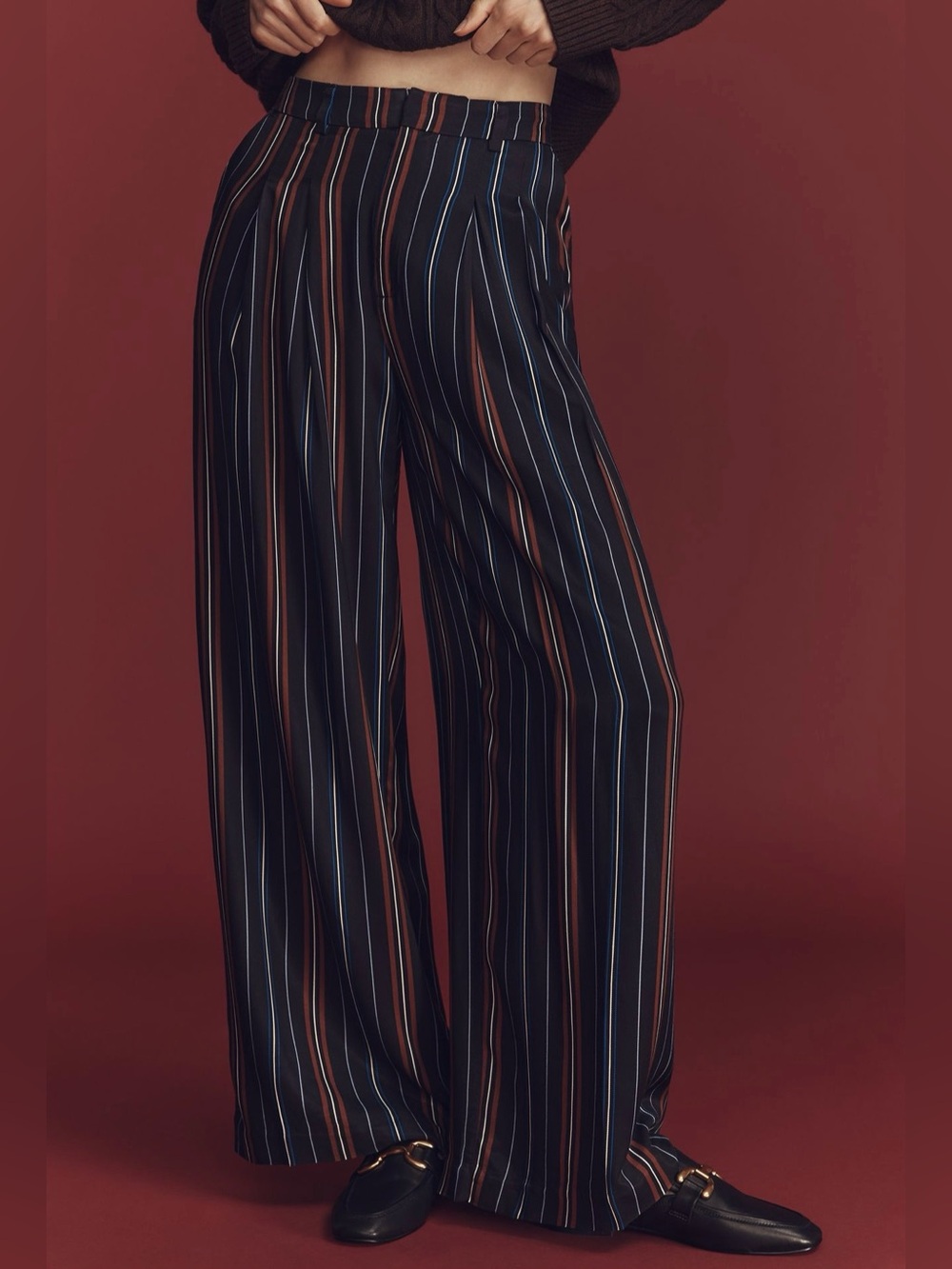NWT! Anthropologie The Avery Striped Silky Pleated Trousers by Maeve 💌